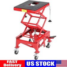 350lbs Hydraulic Motorcycle Lift Table 4 Wheels Atv Dirt Bike Scissor Jack Stand