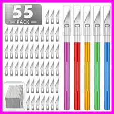 55 Pack Exacto Knife, Hobby Knife Set with 5 Craft Knives and 50 Precision Kn...
