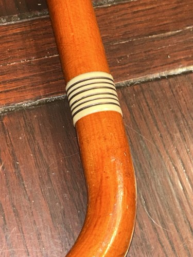 Vintage Japan Walking Cane Wooden ,Silver Metal Tip Black and White Stripe36" - Picture 3 of 8