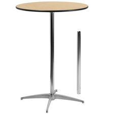 Flash Furniture Lars 30 Round Wood Cocktail Table 30 And 42 Columns Adjustable