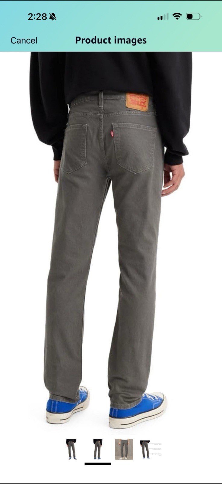 Levi's Gray Straight Leg Denim Jeans Regular Fit 5-Pocket Button Zip