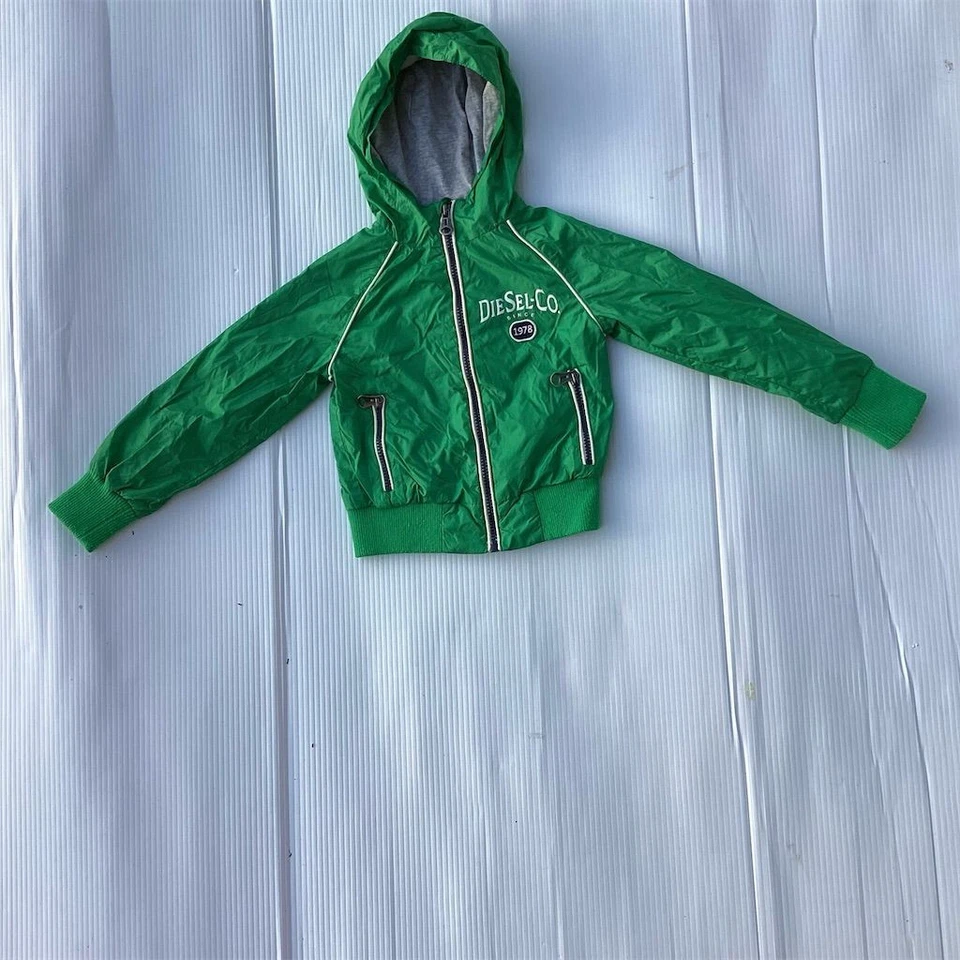 DIESEL 男孩连帽风衣夹克绿色 xxs 码 — 第 2/4 张图片
