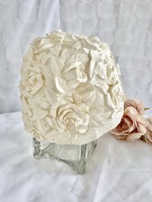 Vintage 1940-50s Swim Cap Rubber Cream With Raised 3D ROSES STUNNING