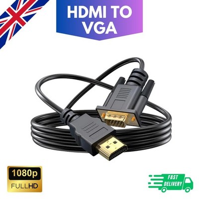 1 HDMI zu VGA Kabel Monitor Kabel PC XBOX Laptop Konverter Adapter UK