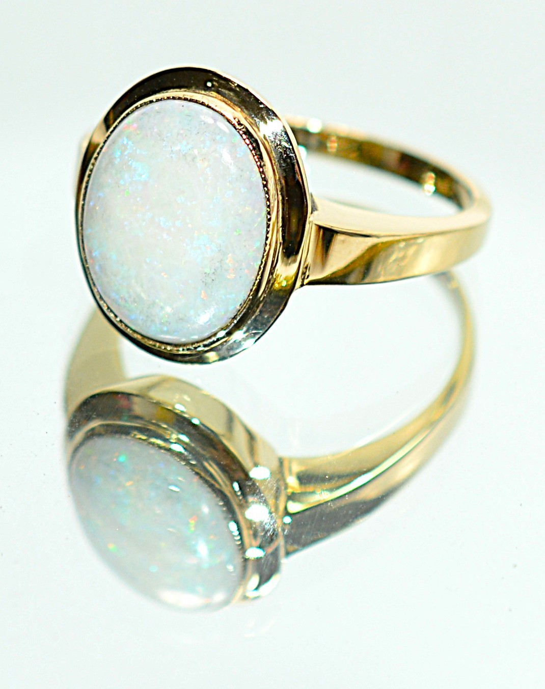 Natural Opal Ring 10K Solid Gold Ring Gemstone Ri… - image 16