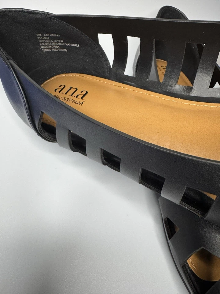 A.N.A Mabrey Black Peep Toe Cutout Ballet Flats - Summer Casual Comfort Size 11M - Image 3 of 4