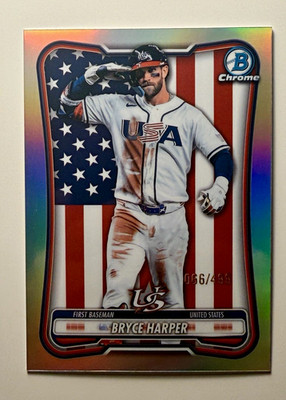 2026 Bowman Chrome Bryce Harper WBC Refractor /499 USA Phillies 056/499