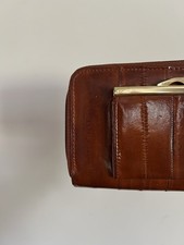 Vintage Lee Sands Eel Leather Wallet Cardholder Burnt Umber Eelskin Pocketbook