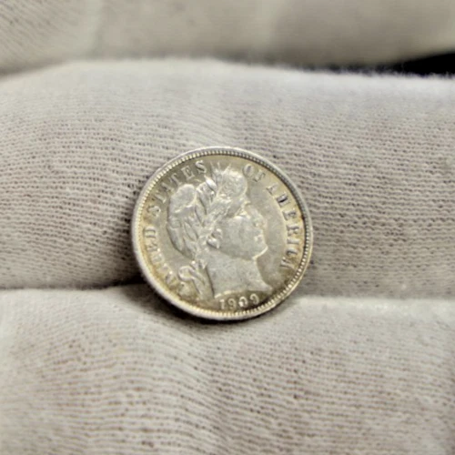 1909 US Barber Silver Dime 10c XF (Cleaned)