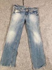 Miss Me Bootcut Jeans Girls 26 Reno Light Blue Denim Low Rise Eyelet Lace Pocket