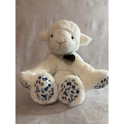 Le Petit Prince Plush Lamb Sheep Stuffed Animal Cream Blue Polka Dot Paws 12in