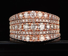 $8,200 LeVian 14K Strawberry Rose Gold 5 Row Round Diamonds Ring Band Sz 7