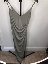 ASOS Sage Green Draped Maxi Dress Women’s US 0 Cowl Neck Dress Side Slit