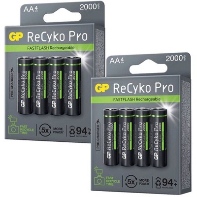 8x GP ReCyko Pro Photo-Flash AA-Akku AA Akku Batterie für Foto Blitz Blitzgerät