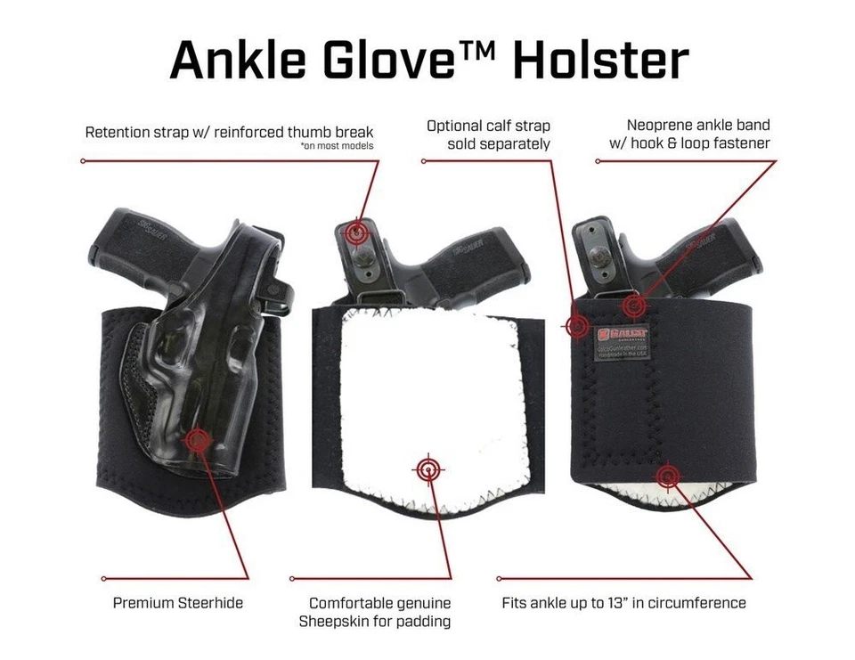 Galco Ankle Glove (Ankle Holster) For Ruger SP101 2 1/4", Taurus 327 2" Black - Image 4 of 4