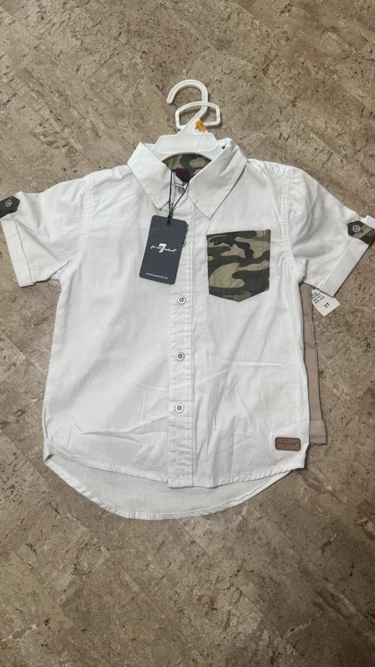 7 for All Mankind NWT Boys 2-Pc Short Set Spring Trendy Toddler Boy 3T - Image 4 of 4