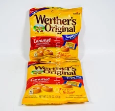 2 Werther's Original CARAMEL Hard Candies SUGAR FREE 2.75oz 07/31/2027