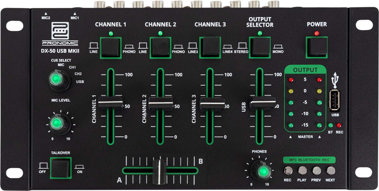Table de Mixage DJ Mixer 4 Canaux USB Bluetooth Mp3 Console Rackable Entree Mic