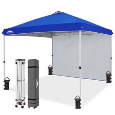 Eagle Peak 10x10 Pop Up Canopy Tent w/ Sidewall, Outdoor Sun Shade & Wheeled Bag