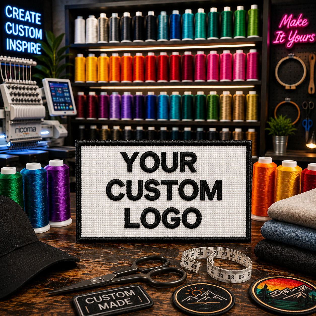 CUSTOM YOUR LOGO PERSONALIZED TAG EMBROIDERED PATCH iron-on or hook Applique