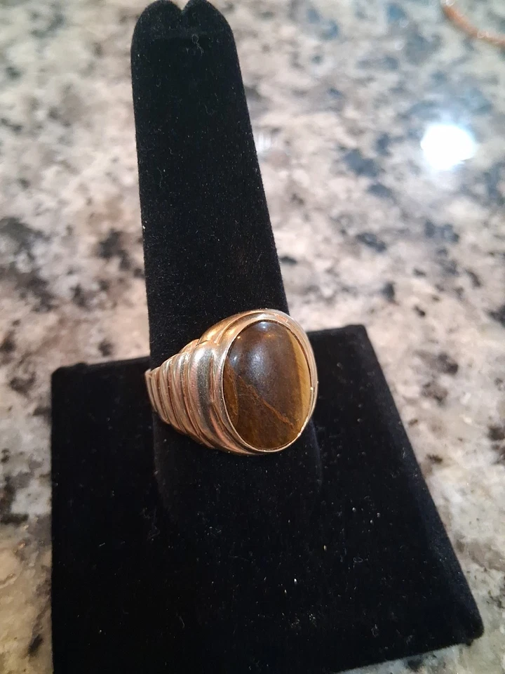 Anillo ojo de tigre 10k para hombre talla 10 Foto 4 de 4