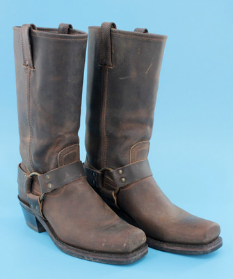 VTG Women's Dark Brown Frye Leather Harness / Motorcycle Boots Sz 8 M