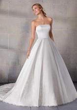 Morilee Ball Gown Satin Lace Pockets Wedding Dress 2134 Sedona Ivory Size 16