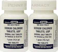 Sodium Chloride Tablets SALT 1GM 100ct 2 pack FRESH PHARMACY SUPPLY --
