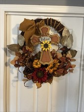 Wreath for Fall Religious Message Believe 24 ...