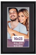 16x23 Frame Black With Black Picture Mat For 16x23 Photo - Black 19x25 Frame To
