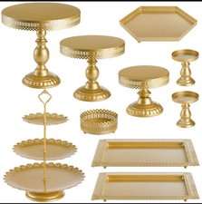 Hedume Set of 10 Gold Cake Stand Metal Cupcake Stand Set