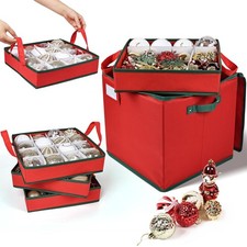 Christmas Ornament Storage Box High Capacity Decoration Organizer Holds Up to...