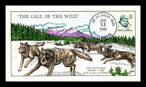 US COVER FIRST DAY OF ISSUE HAND COLORED COLLINS CACHET JACK LONDON