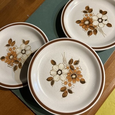 Three 6.5  Vintage Stoneware Bread Plates. Woodhaven Collection, Pleasant Grove