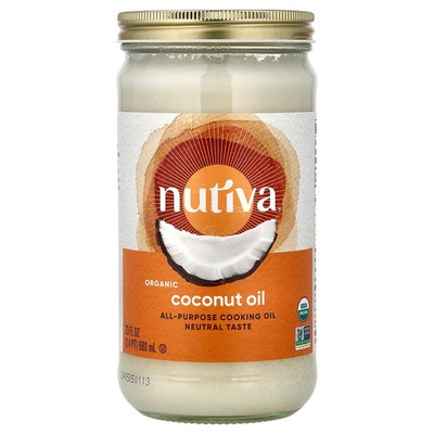 Nutiva Organic Coconut Oil Refined 23 fl oz 680 ml B Corp, Hexane-Free, Kosher,