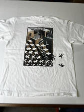 Vintage MC Escher Abstract Art Tshirt Double Side Print Andazia L USA 90s VTG