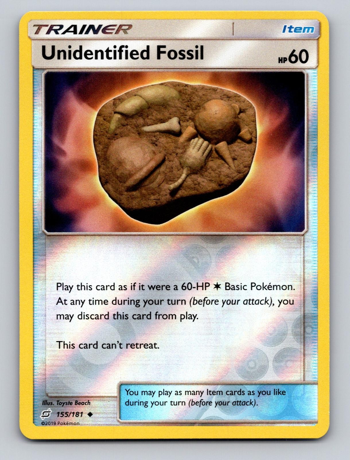 Unidentified Fossil 155/181 Uncommon Team Up Pokemon Reverse Holo NM
