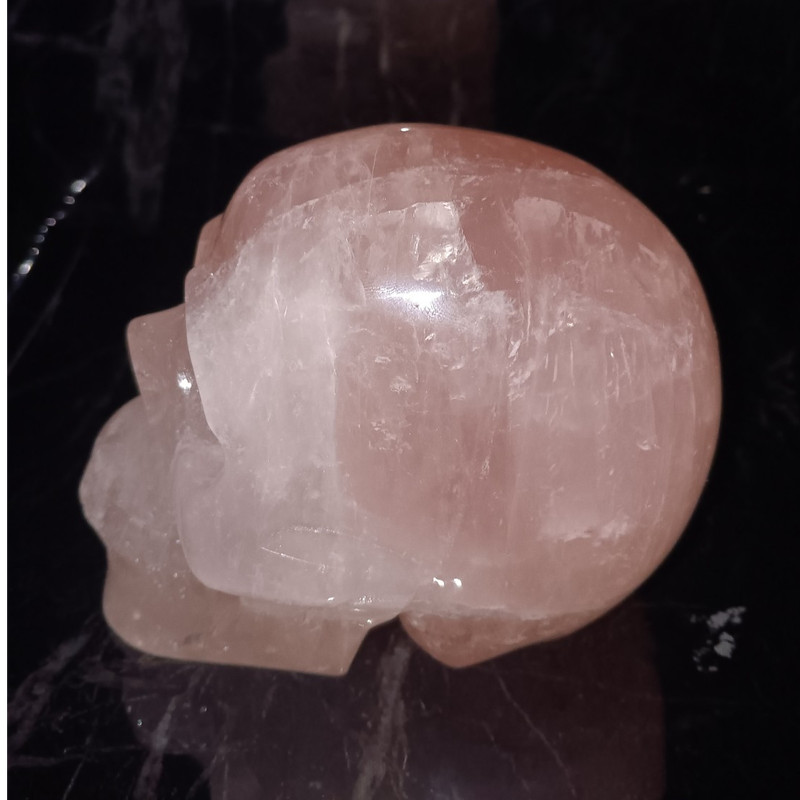 Rose Quartz Pink Crystal Skull Carving Polished Stone Crystal Skull