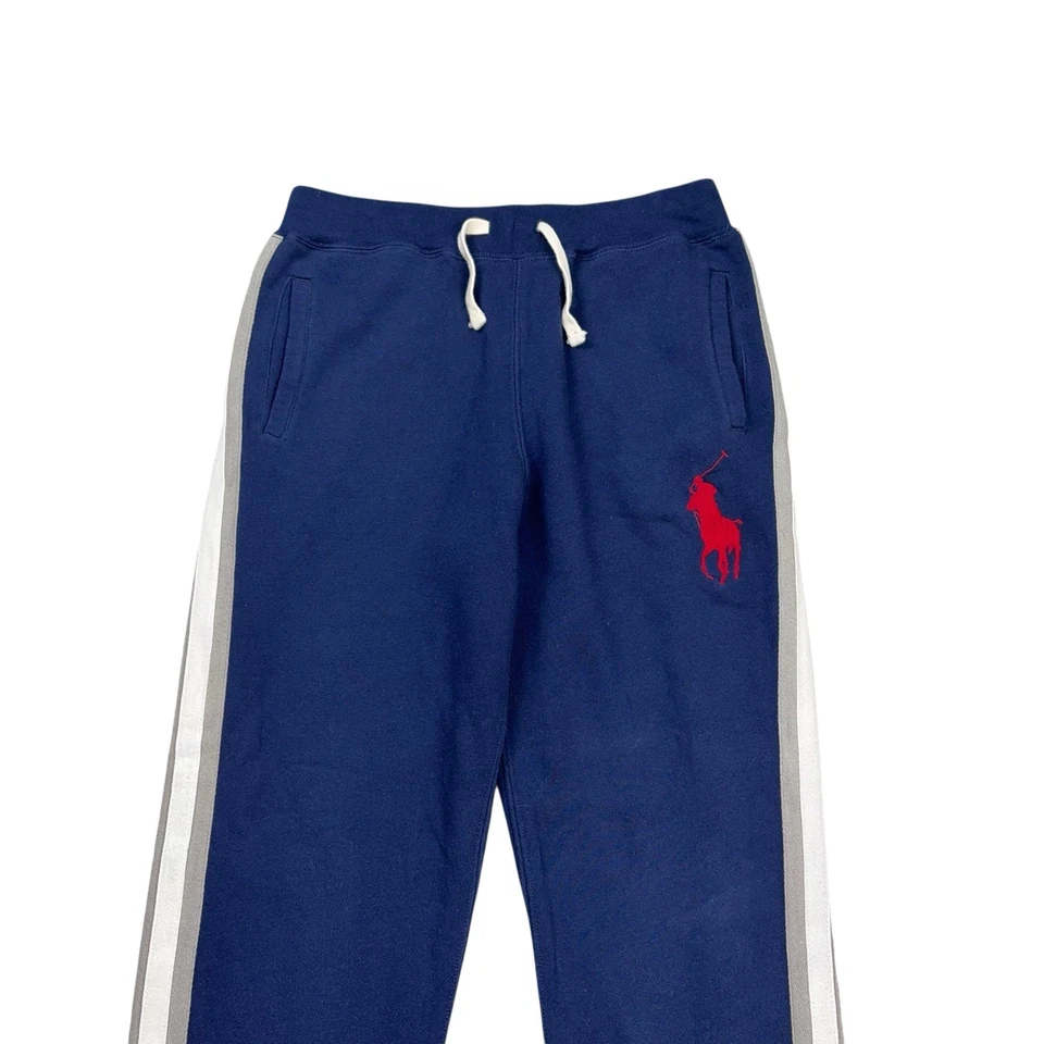 Pantalones deportivos Polo Ralph Lauren talla juvenil grande azul marino blanco rayas rojo pony Foto 3 de 4