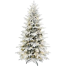 4Ft Prelit White Flocked Christmas Tree Artificial Frosted Fraser Fir 100 light