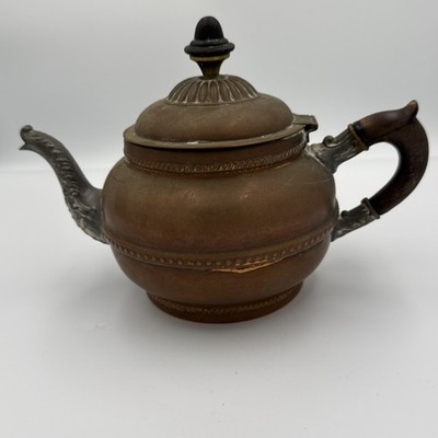 Vintage Rochester Stamping Works Copper Pewter Teapot Ornate
