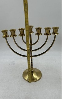 Vintage Brass Seven Branched Decorative Pedestal Menorah Candlestick