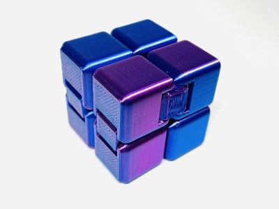 3D Printed Infinity Cube Fidget Toy Metallic Silk Dual Color Stress Relief