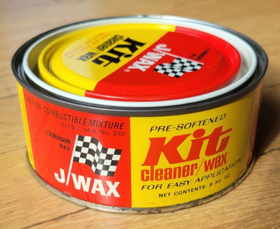 SC Johnson JWax Kit Cleaner/Wax Tin Can with checkered flag