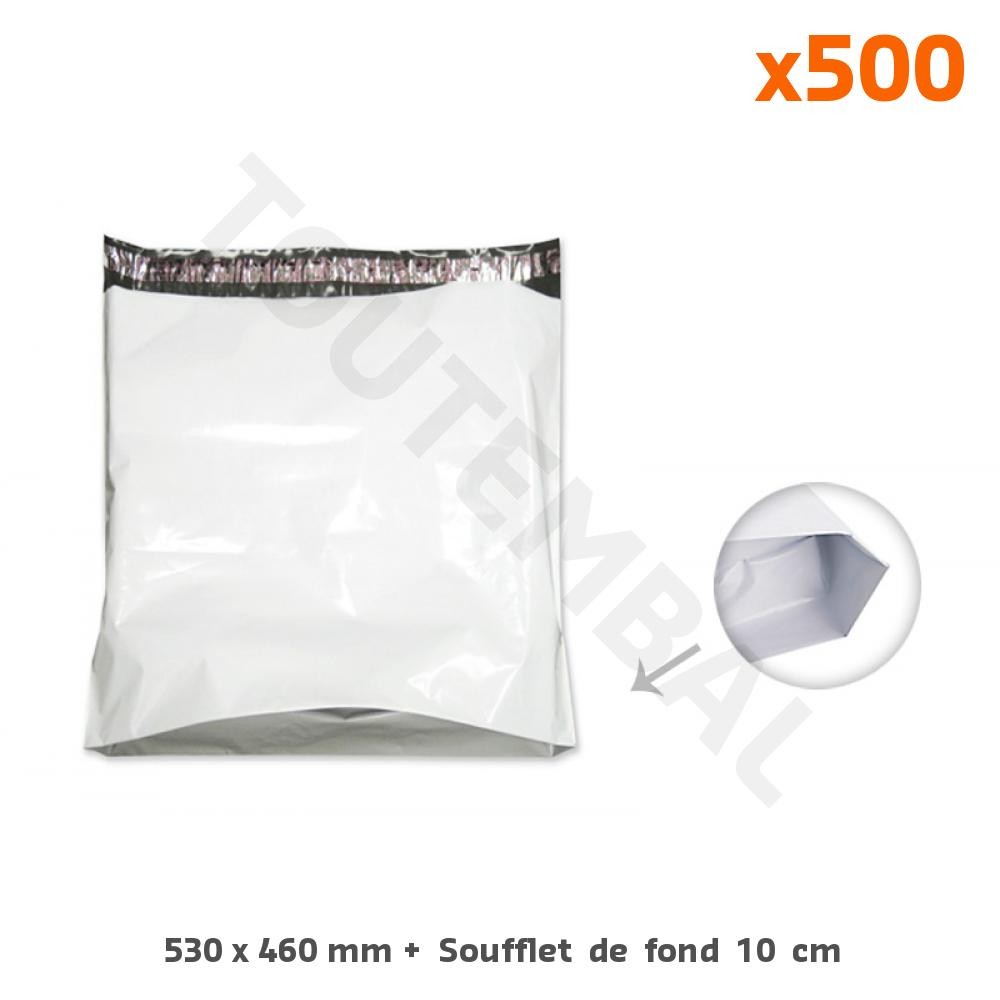 Pochette plastique 530 x 460 mm idéale pour emballer et protéger le prêt-à-porter