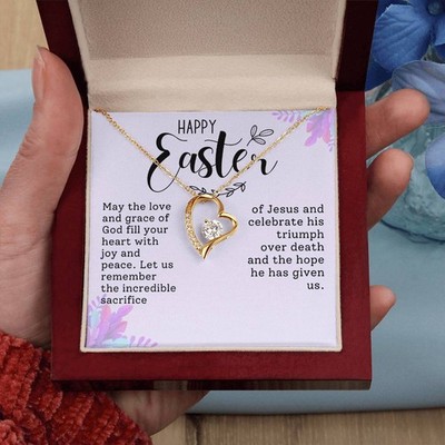 Happy Easter Heart Necklace Gift
