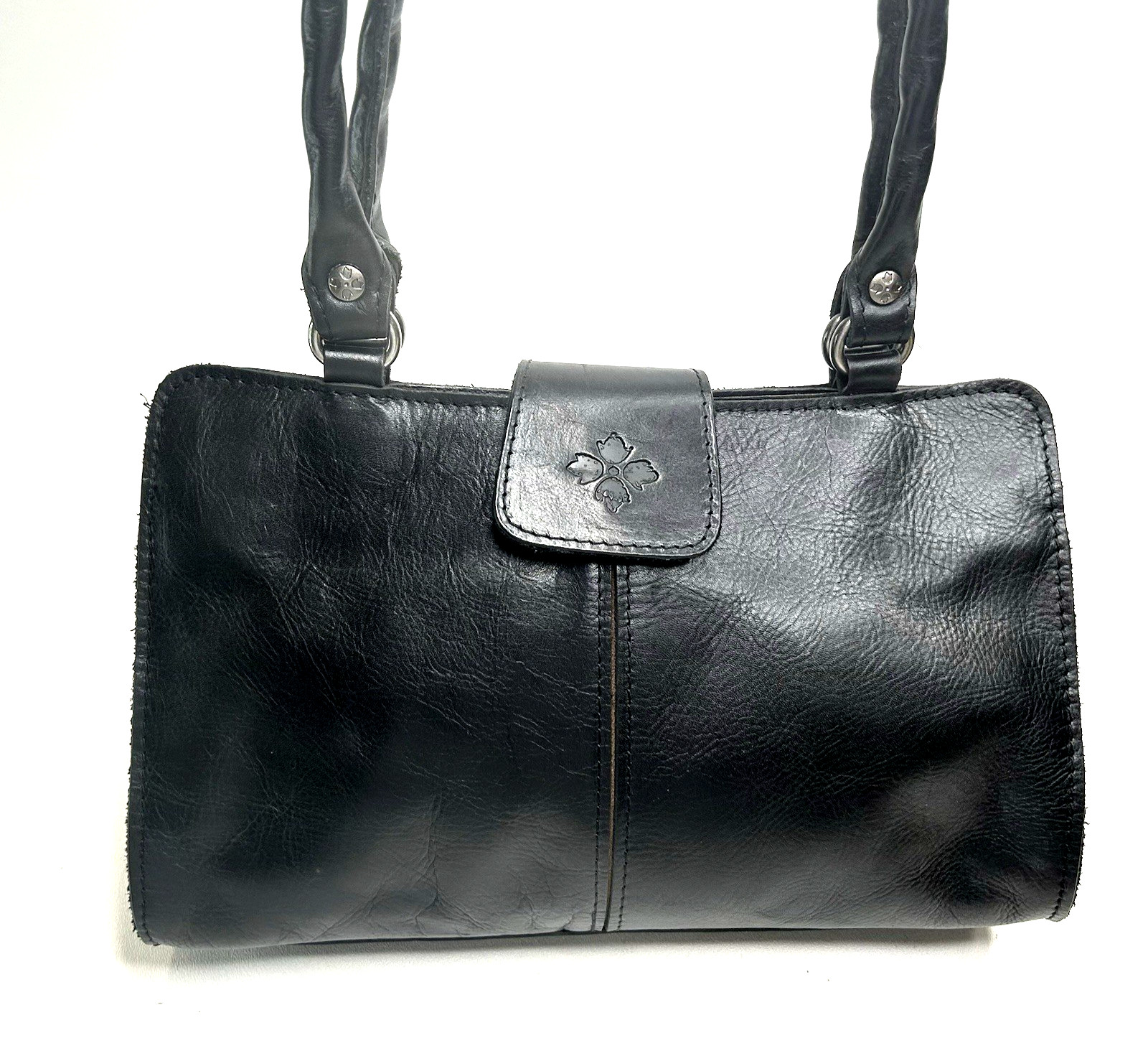 PATRICIA NASH ‘Rienzo’ Leather Handbag Shoulder Bag Satchel BLACK Contemporary