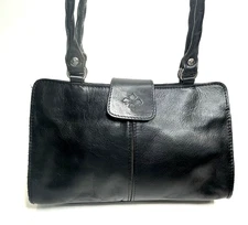 PATRICIA NASH ‘Rienzo’ Leather Handbag Shoulder Bag Satchel BLACK Contemporary