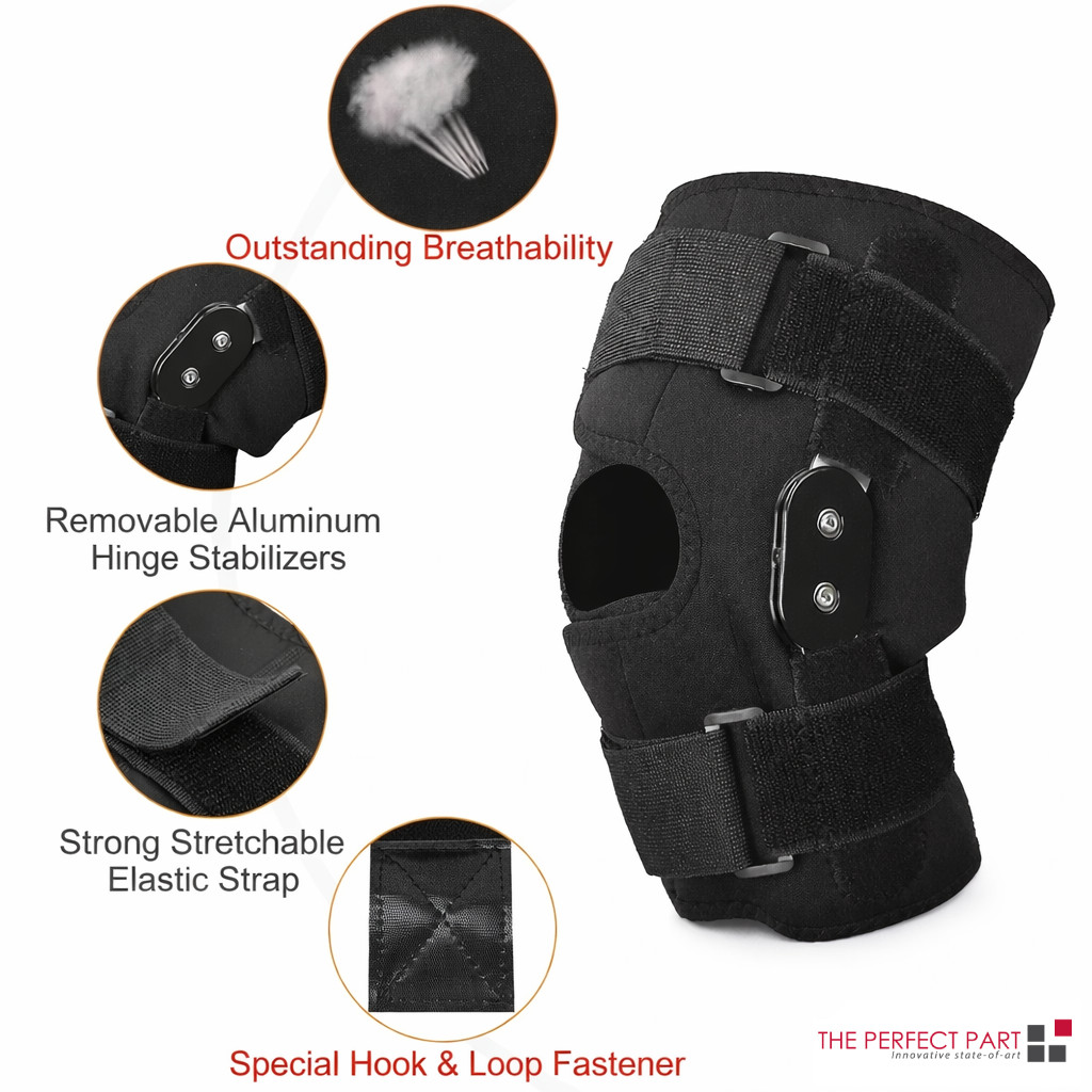 Knee Brace Compression Sleeve Hinged Joint Support Open Patella Stabilizer Wrap