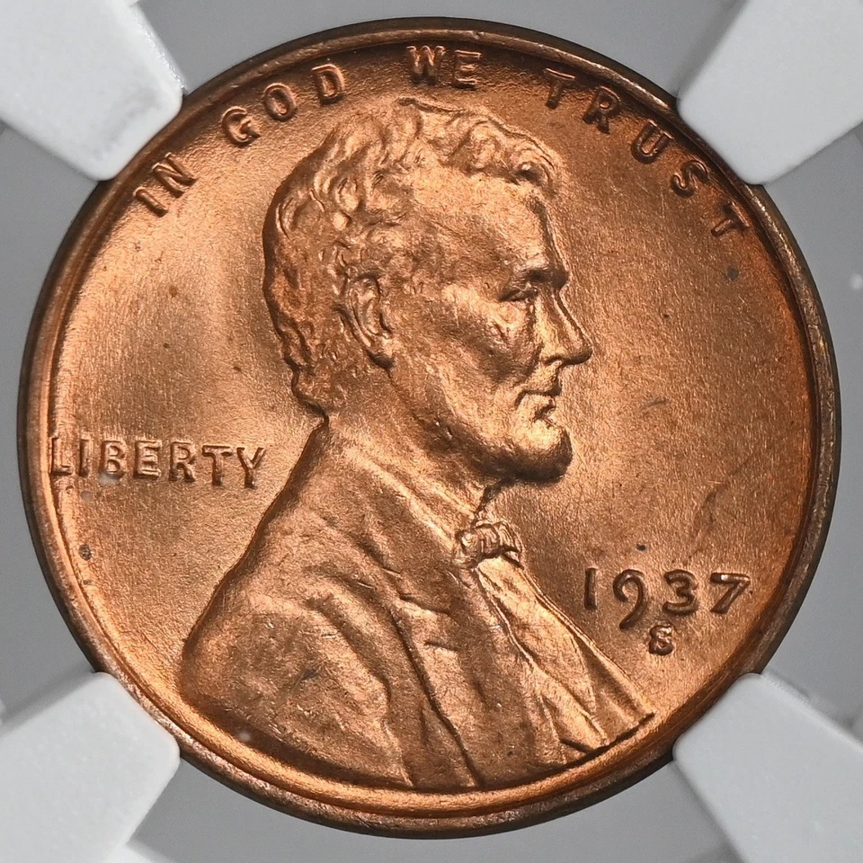 1937-S  1C LINCOLN WHEAT CENT "SAN FRANCISCO MINT" NGC MS65 RD (RED)#8340717-019 - Image 2 of 4